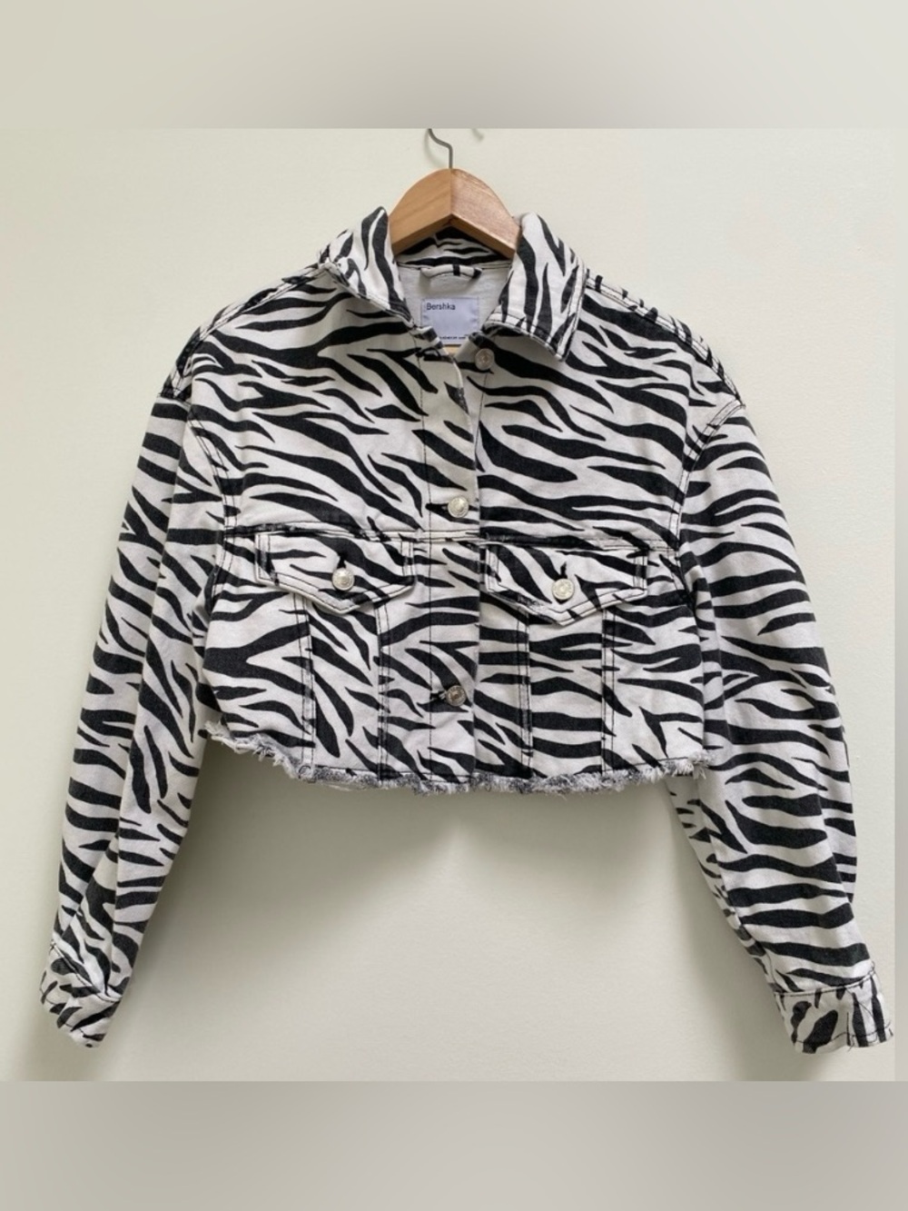 Bershka Zebra Print Denim Jacket